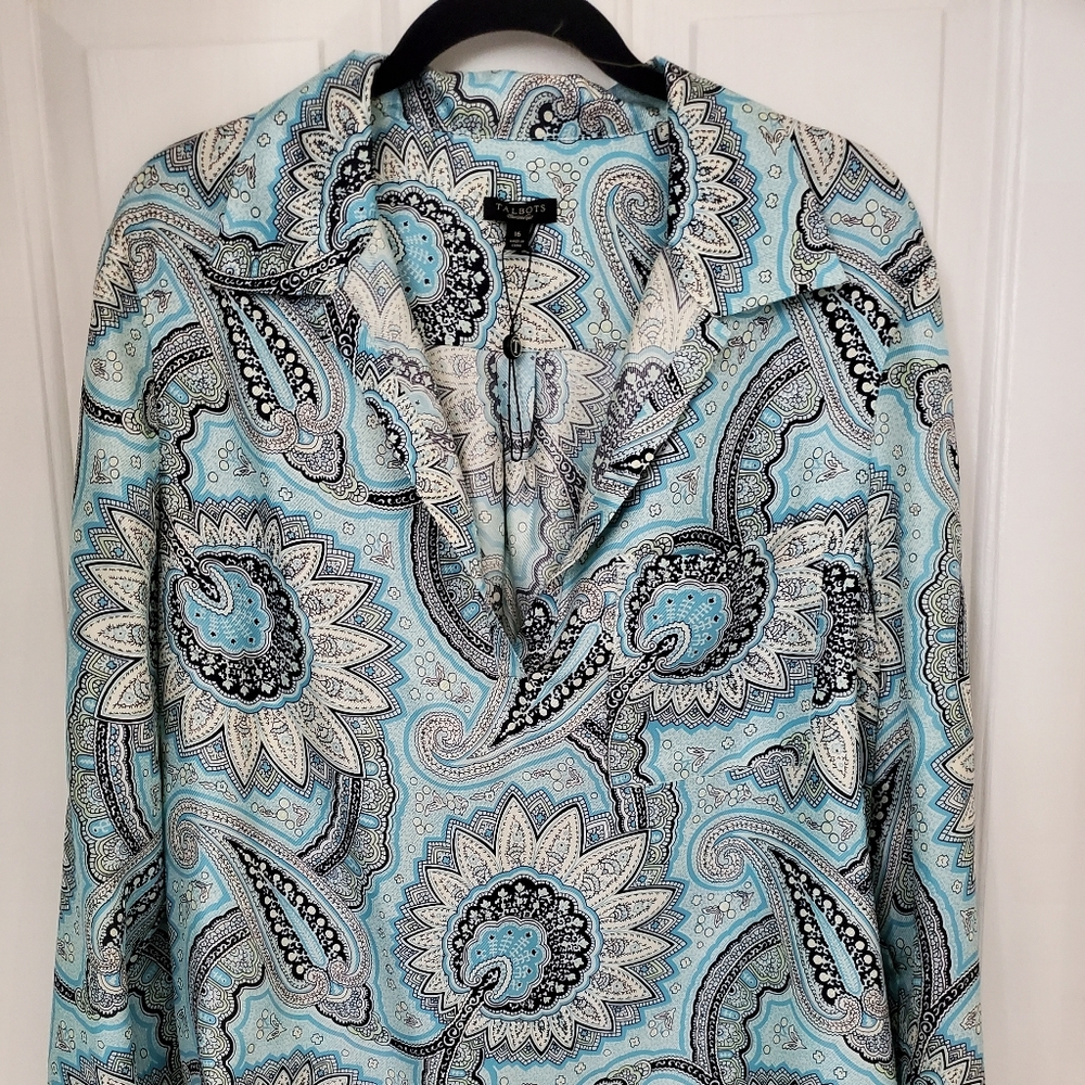 NWT Talbott Paisley blue Print Blouse